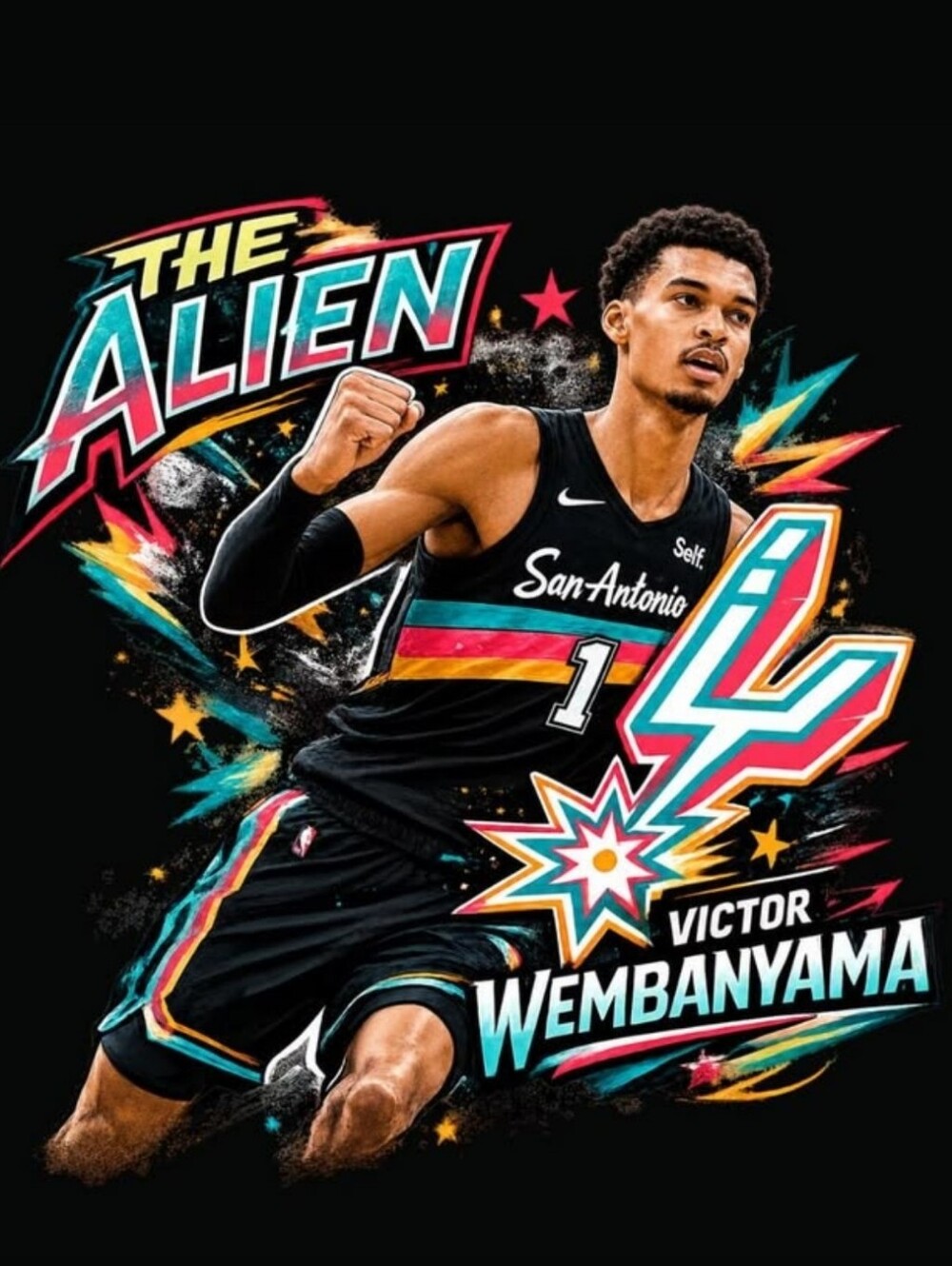 NEW VICTOR WEMBANYAMA SPURS ULTRA PREMIUM GLOSSY 8.5x11 BASKETBALL 4 POSTER SET